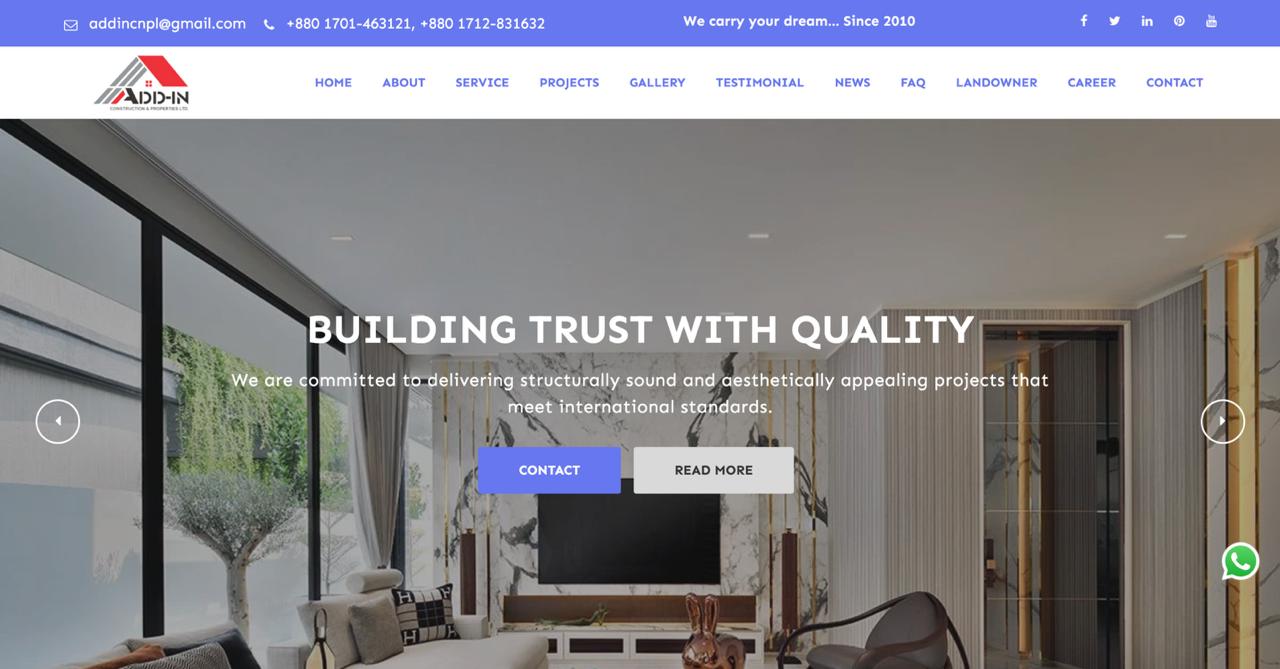 AddinBD - Live Corporate Website Project designed by WebsiteSheba